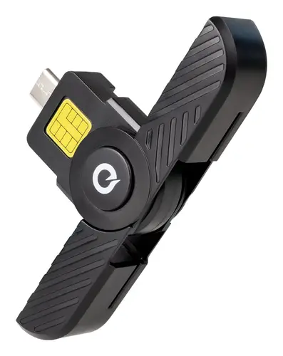 Lector Tarjetas Inteligentes, DNI Electrónico, USB-C, Negro - Imagen 1
