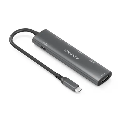 USB-C Dock 7 en 1, USB-C A, 1x HDMI, 2x USB-A USB2.0, 1x USB-A USB3.0, 1x USB-C PD 100W, 1x SD, 1x MicroSD, Gris, 15cm - Imagen 2