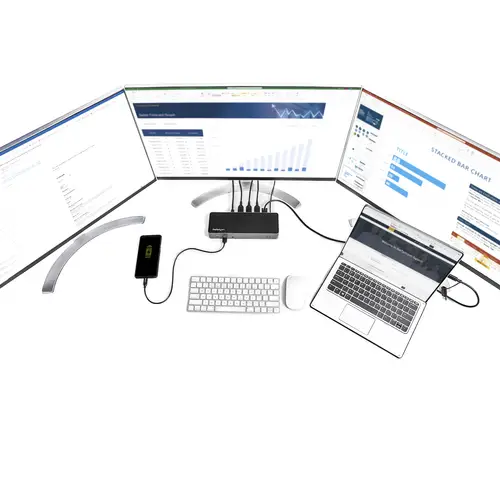Docking Station USB-C y USB-A 10Gb - Replicador de Puertos Híbrido Universal para 3 Monitores DisplayPort y HDMI 4K de 60Hz - PD 85W - Hub Ladrón USB de 6 Puertos - Audio - Red Gigabit - Imagen 12