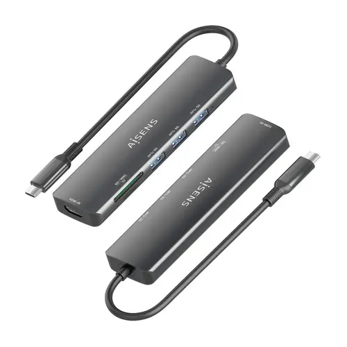 USB-C Dock 6 en 1, USB-C A, 1x HDMI, 3x USB-A, 1x SD, 1x MicroSD, Gris, 15cm - Imagen 3
