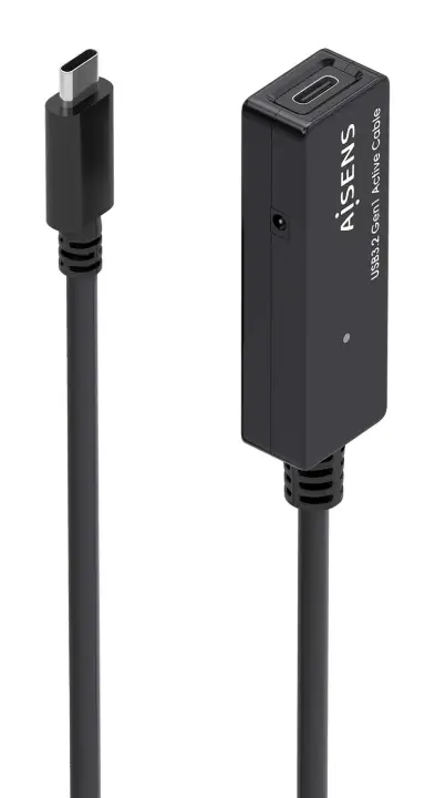 Cable USB 3.2 Gen1x1 prolongador con Amplificador, USB-C/M-USB-C/H, Negro, 5.0m