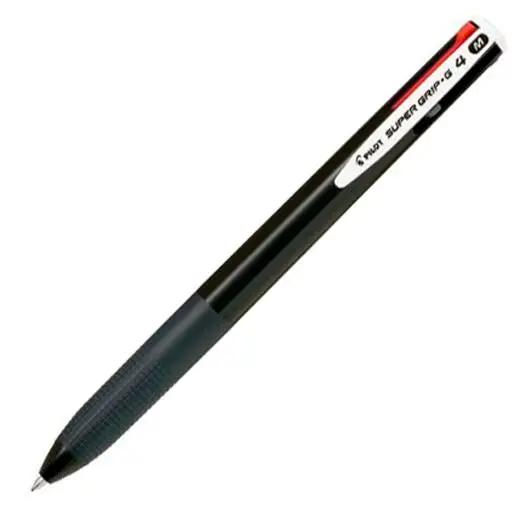 PILOT BOLIGRAFO SUPERGRIP G 4 COLORES TINTA CUERPO NEGRO -12U-