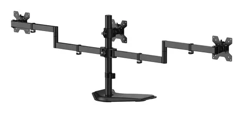 Soporte de mesa con peana eco giratorio e inclinable para 3 monitores 10kg (3 Pivotes, 2 Brazos) de 13-27, Negro - Imagen 3