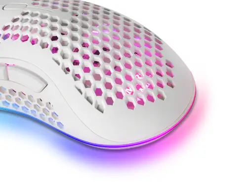 MMEX, Ratón Gaming RGB, 32K DPI, Cable Feather, Switches Ópticos, Blanco, One Size - Imagen 5