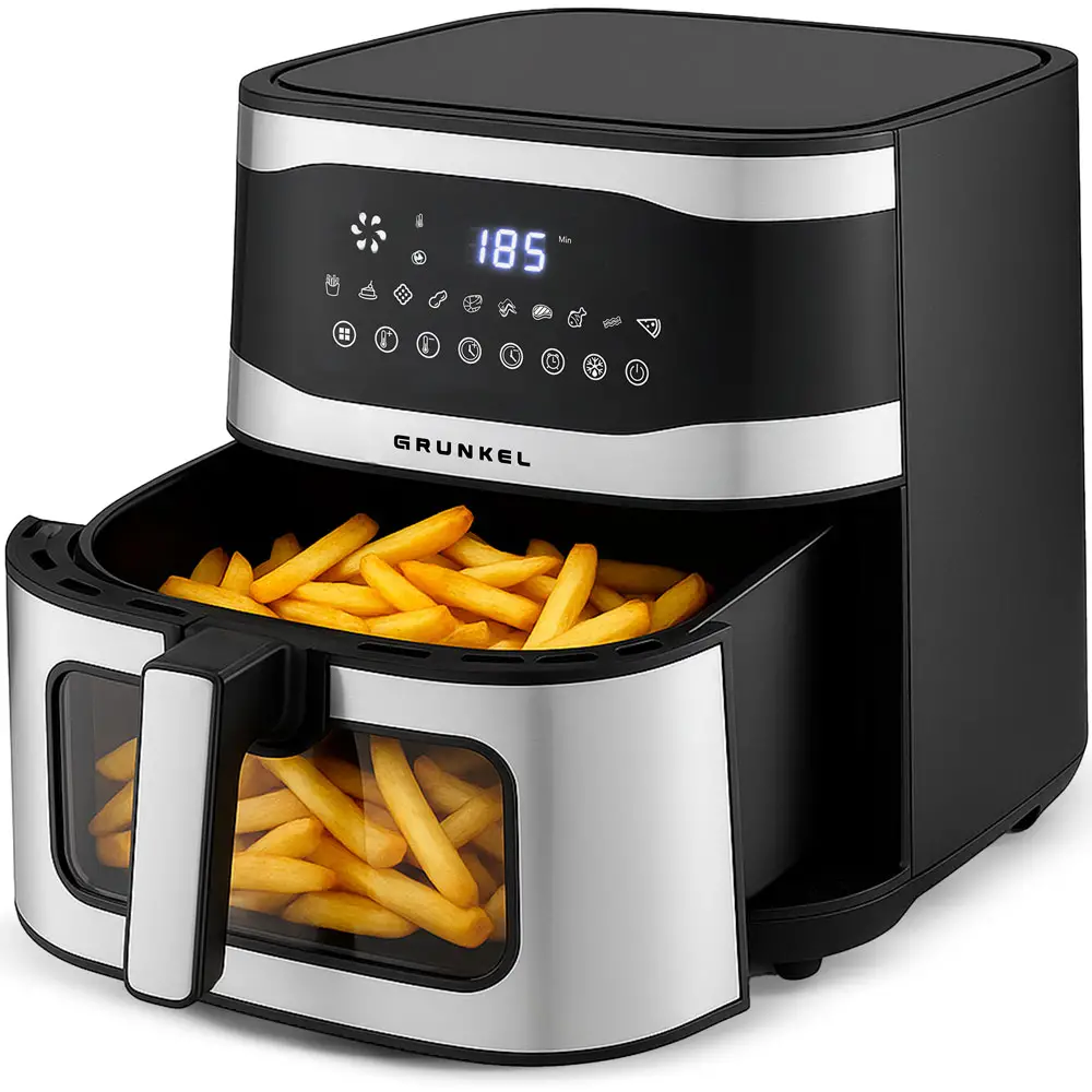 MAXYSTEELFRYER freidora Sencillo 9 L Independiente 2200 W Freidora de aire caliente Negro, Acero inoxidable