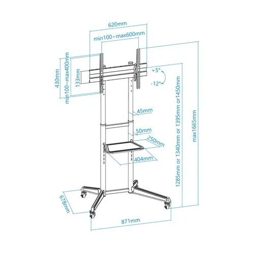 RAMSÉS Soporte de Suelo con Ruedas para Pantallas 37"- 70", Negro - Imagen 6