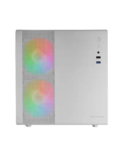 MC-400, Caja Gaming Compacta Micro-ATX, Ventana Lateral Completa Cristal Templado, 3X Ventiladores FRGB 120mm, Panel Lateral Completo Mesh, Blanco - Imagen 1