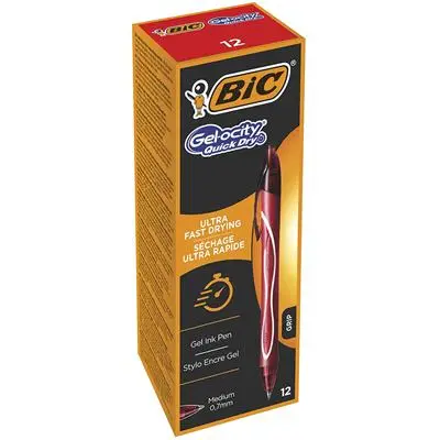 Gel-ocity Quick Dry Rojo Bolígrafo de punta retráctil con pulsador Medio 12 pieza(s)