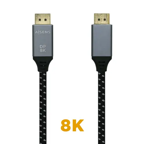 Cable Displayport V1.4 8k@60hz, DP/M-DP/M, Gris/Negro, 2.0m - Imagen 2