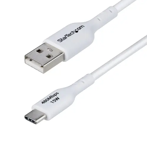Cable de Carga USB-A a USB-C Blanco de 2m - Cable de Carga USB Tipo C - Carga Rápida de 3A - Cable de Transferencia de Datos USB 2.0 - TPE - Imagen 1