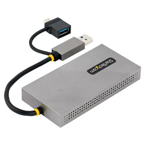 Adaptador de USB a HDMI Doble, USB A/C a 2 Pantallas HDMI (1x 4K30Hz, 1x 1080p), Dongle Integrado USB-A a C, Cable de 11cm, Adaptador USB 3.0 a HDMI, Windows y macOS - Imagen 2