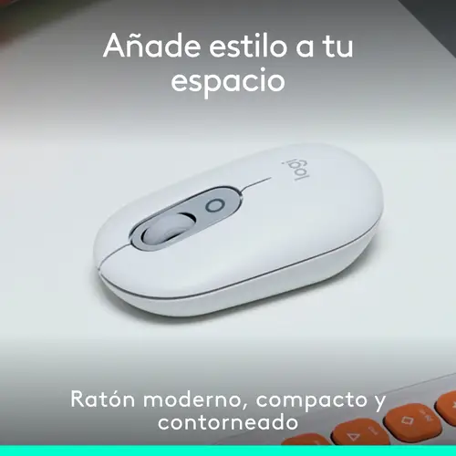 POP Mouse, ratón inalámbrico Bluetooth compacto y portátil con botones programables y clics discretos, tecnología Easy-Switch para alternar hasta 3 dispositivos, portátil, tablet, PC: Blanco - Imagen 2