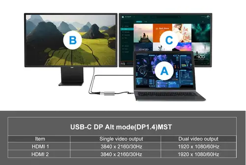 DONN13G base para portátil y replicador de puertos Alámbrico USB 3.2 Gen 1 (3.1 Gen 1) Type-C Gris - Imagen 8