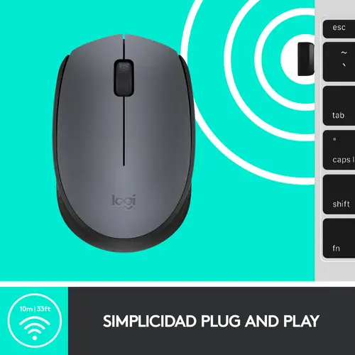 M170 Grey-K ratón Oficina Ambidextro RF inalámbrico Óptico 1000 DPI - Imagen 14