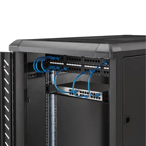 Bandeja Estante Fijo Voladizo Universal 1U de 19" Pulgadas para Rack Armario de Servidores - en Acero - Capacidad de 15kg - 7" (180mm) de Profundidad - Negro - Imagen 3