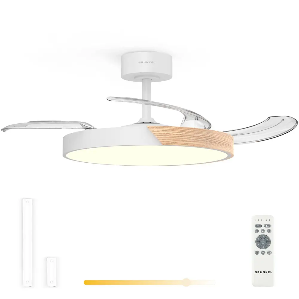 SKYDUAL42 ventilador Blanco, Madera