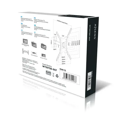 Soporte ECO giratorio, inclinable para monitor/TV 30kg (2 Pivotes) de 32-55, Negro - Imagen 8