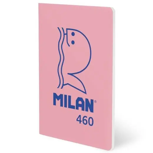 MILAN LIBRETA GRAPADA A5 24H PAPEL BLANCO 95GR LISO COLECCIÓN 460 SINCE 1918 ROSA - Pack de 6 unidades