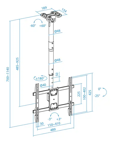 Soporte de Techo para Pantallas 32"-75", Negro - Imagen 8