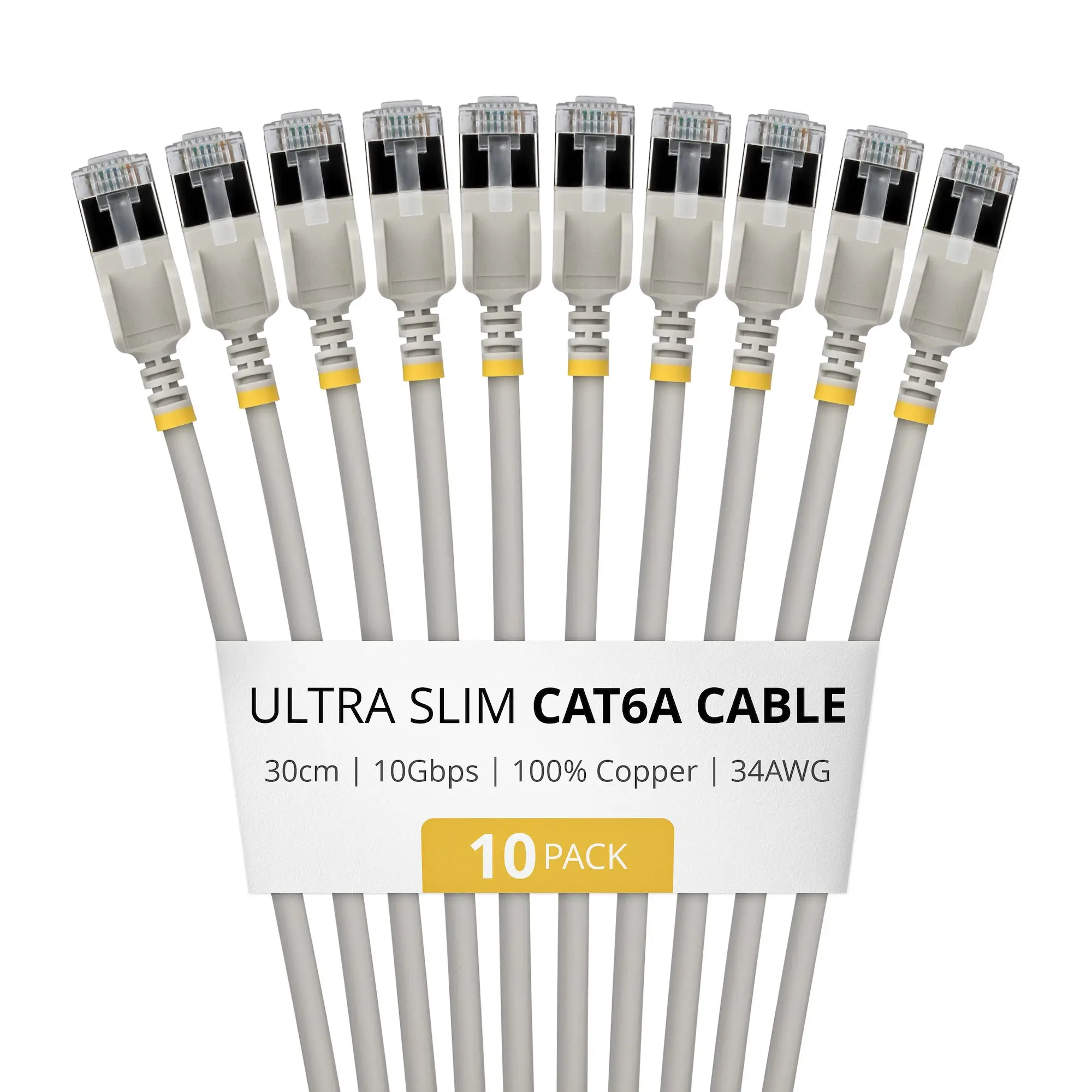 6ASTP34GRS30CM10PK cable de red Gris 0,3 m Cat6a U/FTP (STP) Alrededor