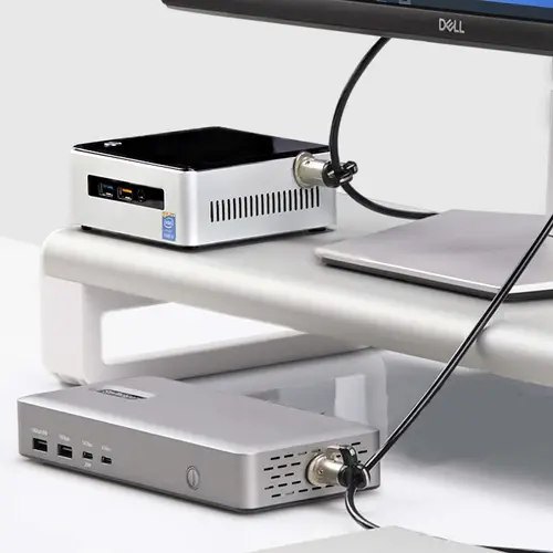 Juego de Candado para Ordenador de Sobremesa o Portátil y Periféricos - Cable de 3m de Acero - Candado Antirrobo - K-Slot - para 3 Dispositivos - Candado de Combinación - Imagen 3