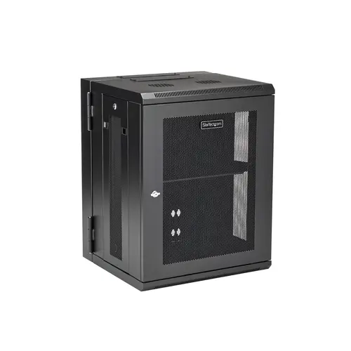 Armario Rack de Pared para Servidores 15U 19" 4 Columnas y Estante 1U - Rack de Servidores de Montaje en Pared con Bisagra - Rack Ventilado para Equipo de Red - Imagen 2