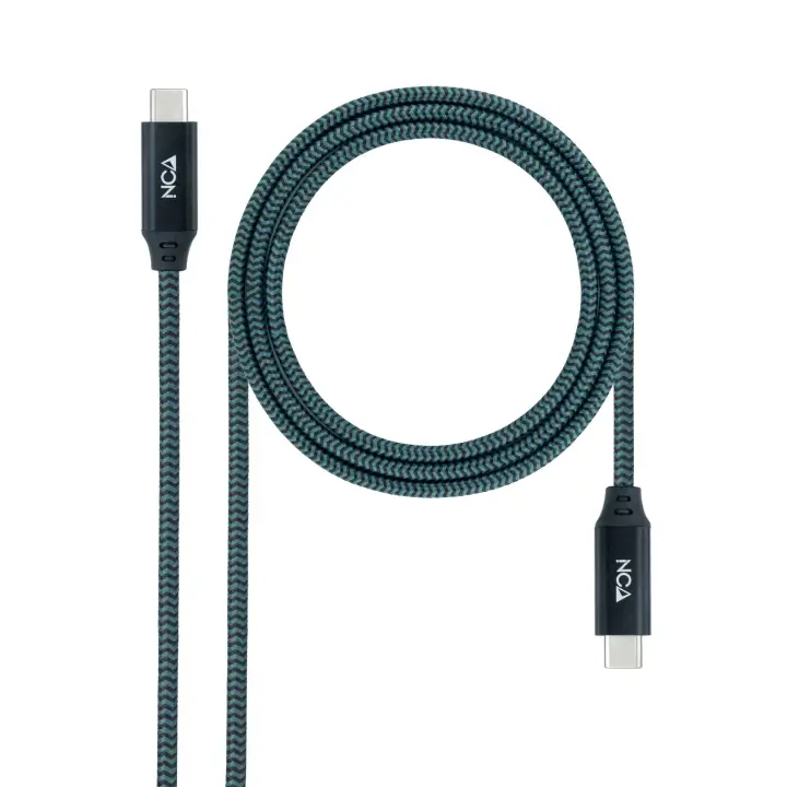 Cable USB 3.2 Gen2x2 20Gbps 5A/100W 4K/60Hz USB-C/M-USB-C/M, Gris/Negro, 1.5 m