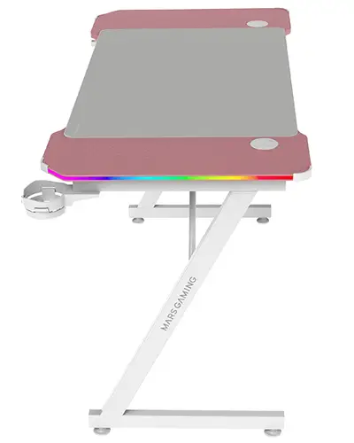 MGD-X120RGB, Mesa Gaming Ergonómica, Iluminación ARGB con Mando, Fibra de Carbono, Alfombrilla XXL, Soporte Auriculares y Bebida, Gestión Cableado, Escritorio Gaming 120x60cm, Rosa - Imagen 1