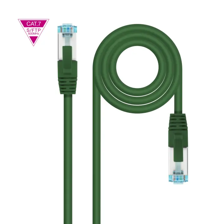 Cable de Red Cat.7 600MHZ LSZH SFTP PIMF AWG26, Verde, 25 cm
