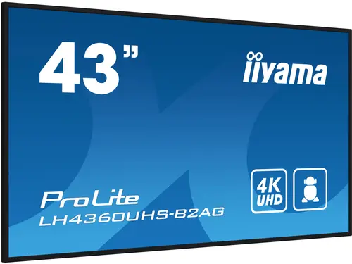 LH4360UHS-B2AG pantalla de señalización Pizarra de caballete digital 108 cm (42.5") LED Wifi 500 cd / m² 4K Ultra HD Negro Procesador incorporado Android 11 24/7 - Imagen 3