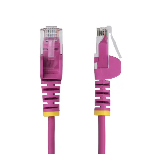 Cable de Red Ethernet CAT6 Delgado sin Enganches Rosa de 2,5m - Cable RJ45 Snagless Slim 28AWG - Alambre de Cobre Puro - PoE 100W - con Alivios de Tensión - LSZH - Probado con Fluke - Imagen 2