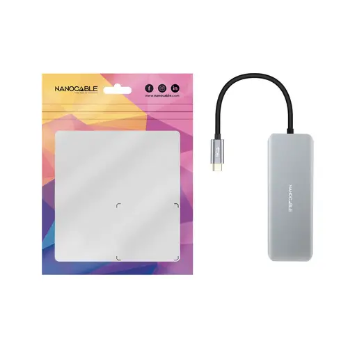 HUB USB-C 6 en 1, Conversor USB-C 3.2 GEN1 5G a 2 x USB-A + 2 x USB-C + HDMI + USB-C PD 100W, Aluminio, 15 cm, Gris - Imagen 3