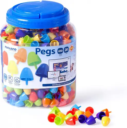 JUEGO PEGS BOTE DE 650 PIEZAS DE 20 MM MINILAND 31820