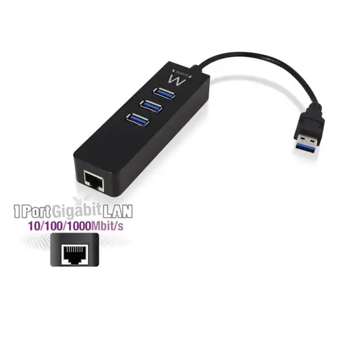 EW1140 base para portátil y replicador de puertos USB 3.2 Gen 1 (3.1 Gen 1) Type-A Negro - Imagen 1