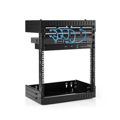 Rack de Servidores Abierto de 12U de Pared - de 19 Pulgadas - de 2 Columnas - de Profundidad Ajustable - para Equipo de Redes - AV - de Servicio Pesado - Imagen 4