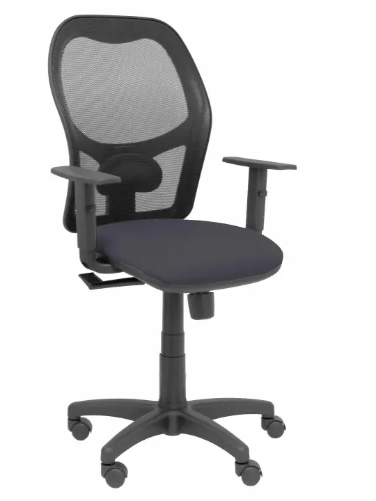 Silla Alocén malla negra asiento bali gris oscuro brazos regulables