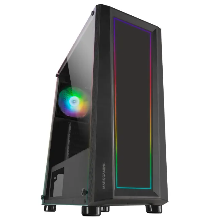 MC-ART Negro, Caja PC Gaming ATX, Doble Cristal Templado Dibujable, ARGB 12 Modos, Ventilador 12cm