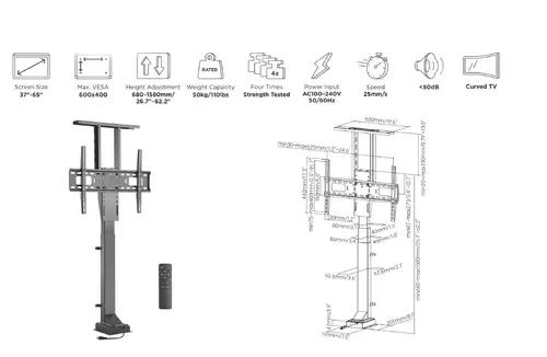 Soporte de TV con mando a distancia motorizado de 37"-65 - Imagen 15
