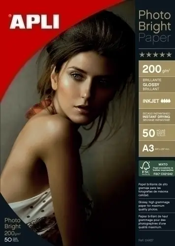 PAQ. 50H PAPEL APLI PHOTO BRIGHT 200G A3