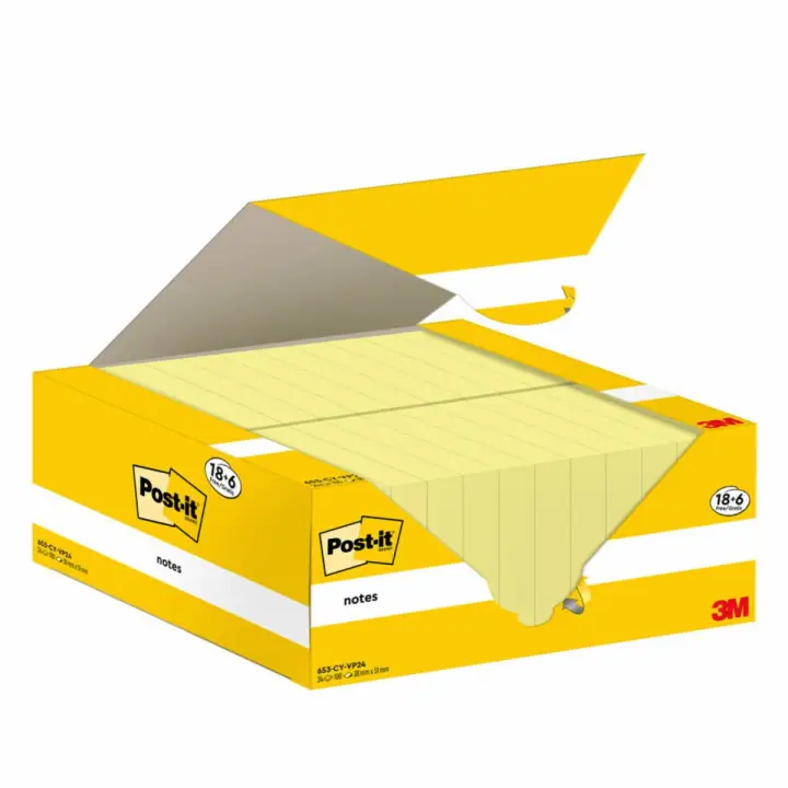 653-CY-VP24 nota autoadhesiva Rectángulo Amarillo 100 hojas Autoadhesivo
