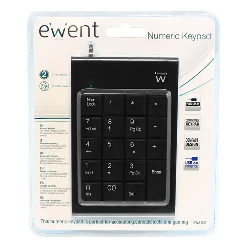EW3102 teclado numérico PC/servidor USB Negro - Imagen 2