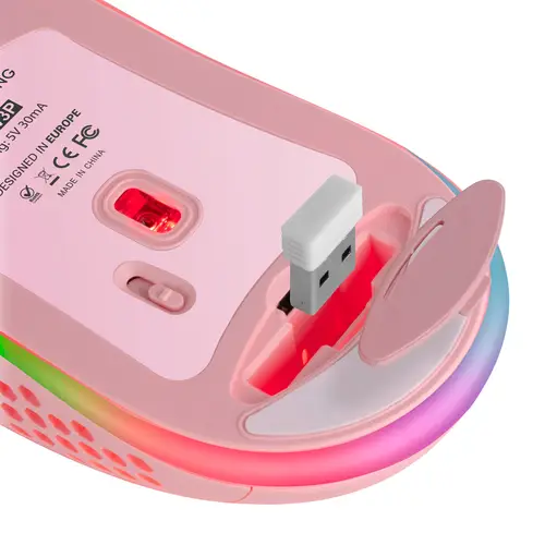 MMW3P, Ratón Gaming Inalámbrico, RGB Flow, Ultraligero 79g, 3200DPI, Rosa - Imagen 5