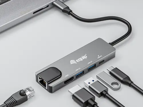 Adaptador multifunción USB-C 5 en 1, HDMI , Gigabit LAN, USB 3.2 GEN1, 100W USB PD - Imagen 4