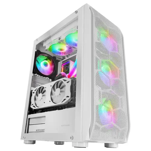 MC-KX, Torre Gaming Premium E-ATX, Sistema CPU Freezer, 5 Ventiladores ARGB Ultra-silenciosos, Controladora ARGB y Mando RF, Frontal Mesh, Blanco - Imagen 5