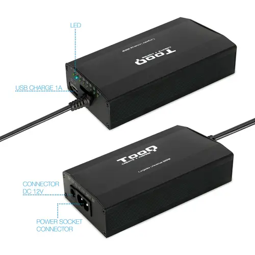 CARGADOR UNIVERSAL PORTATIL TQLC-100BS01M 100W 3 EN 1 USB - Imagen 3
