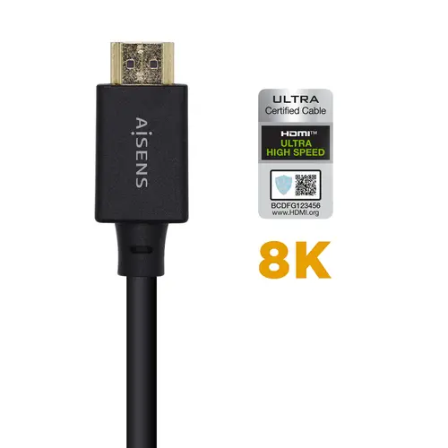 Cable HDMI V2.1 Ultra Alta Velocidad / HEC Certificado 8k@60Hz 48Gbps, A/M-A/M, Negro, 2.0m - Imagen 3