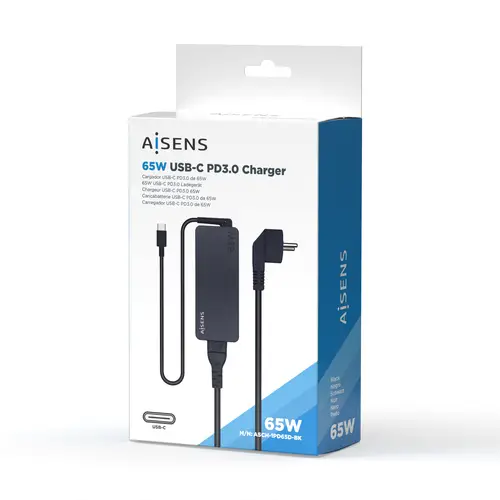 Cargador 65W PD3.0 1XUSB-C 1.8M, Negro - Imagen 4