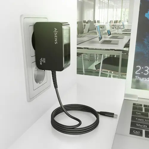 Cargador GaN 45W PD3.0 1xUSB-C 1.8m, Negro - Imagen 4