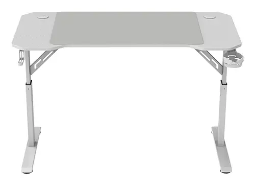 MGD-ERGO120, Mesa Altura Ajustable 3 Posiciones, Superficie Ergonómica, Estructura Metálica, Alfombrilla XXL, Soporte Auriculares y Bebida, Gestión Cableado, Mesa Gaming 120x60cm, Blanco - Imagen 2