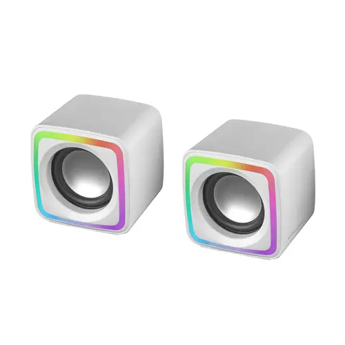 MSCUBEW Blanco, Altavoces Gaming RGB Compactos, Procesador Sonido DSP 8W, Control Volumen - Imagen 4